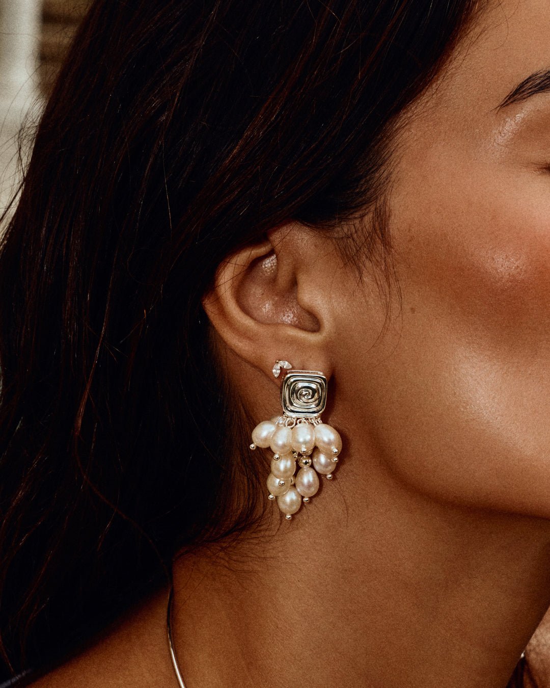 The Seychelles Pearl Statement Studs- Silver - Image 2