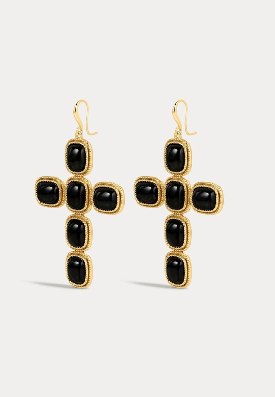 The Midnight Mesa Cross Earrings- Gold