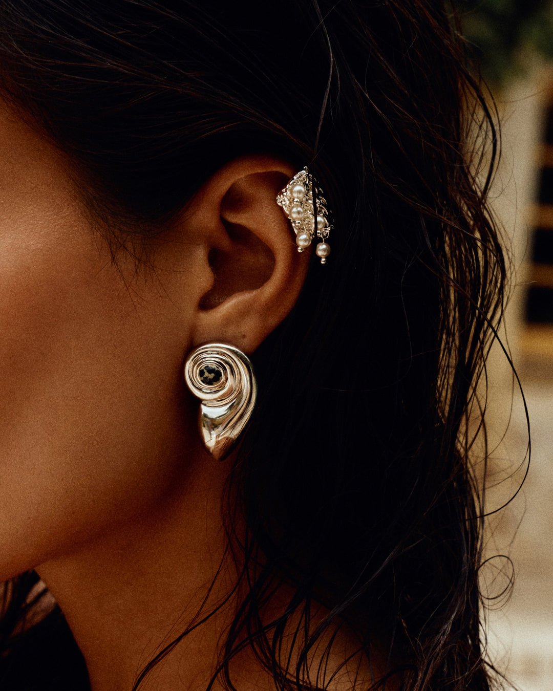 The Palma Pearl Ear Cuff- Silver - Image 2