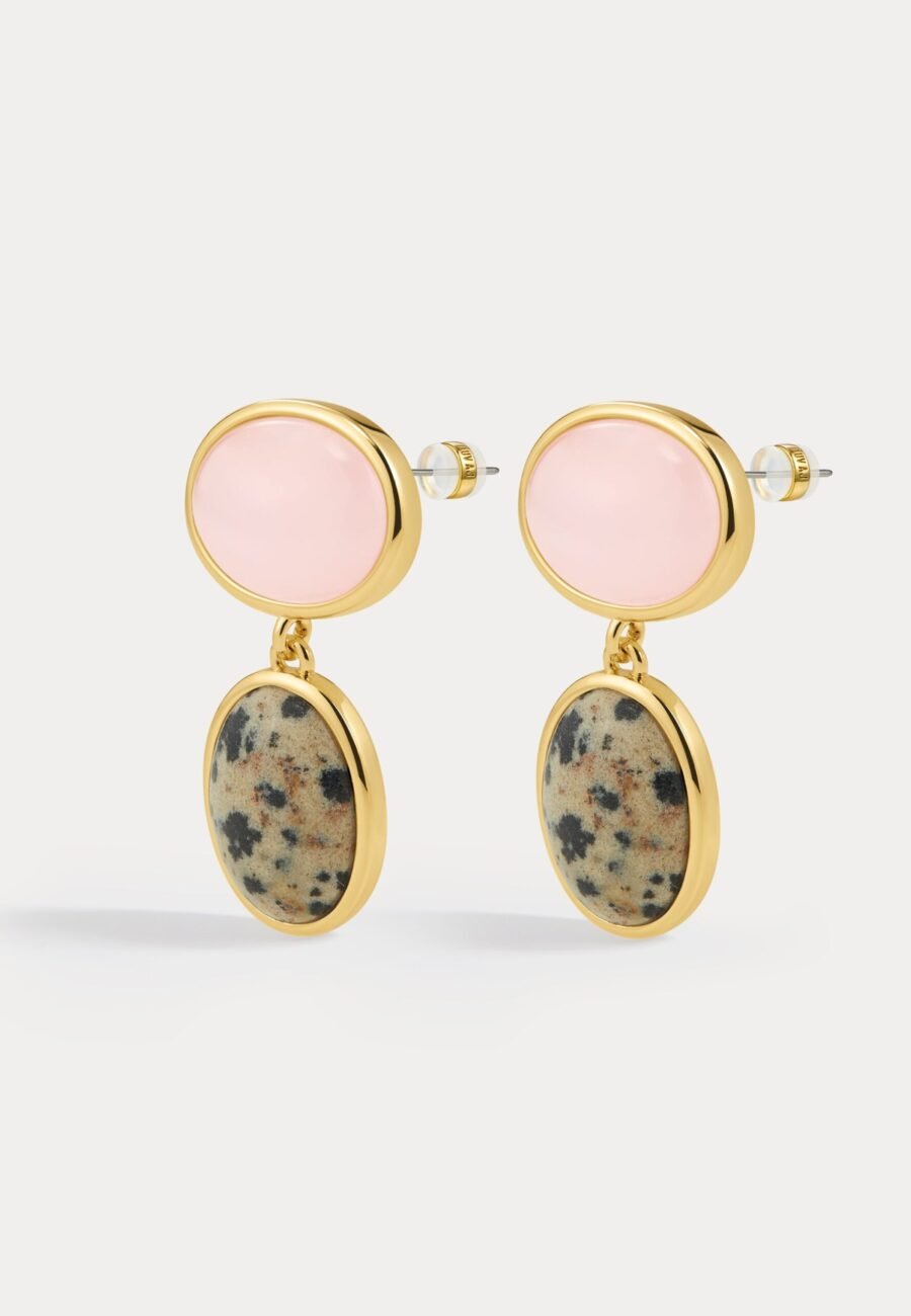 The Rose Quartz Palma Studs- Gold