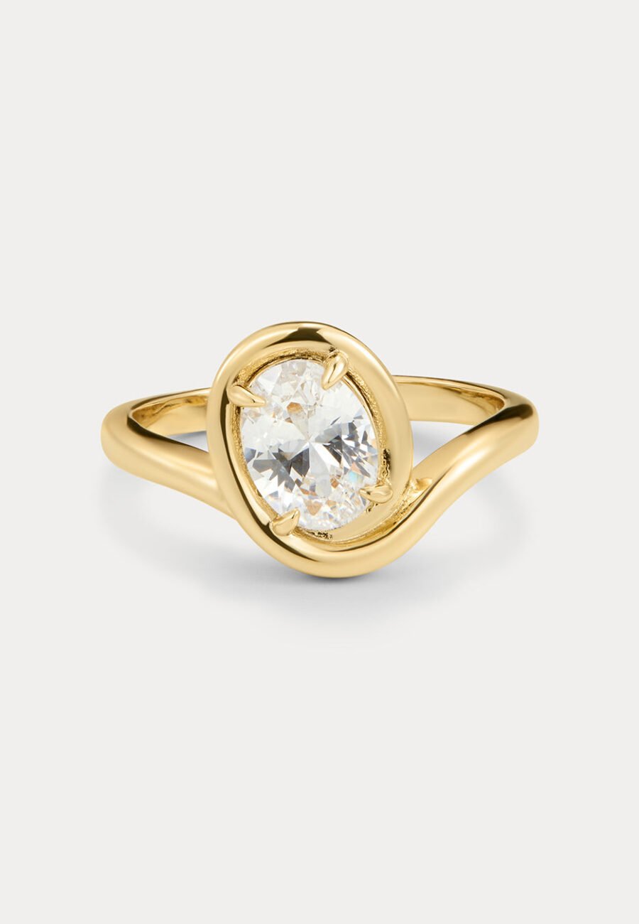 Bianco Nero Statement Ring-Gold