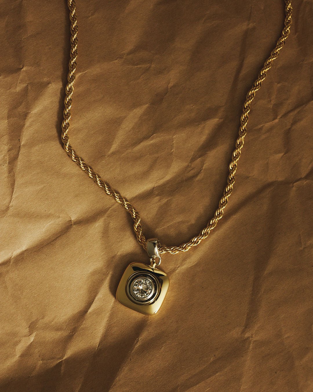 The Luna Bezel Pendant Necklace-Gold - Image 5