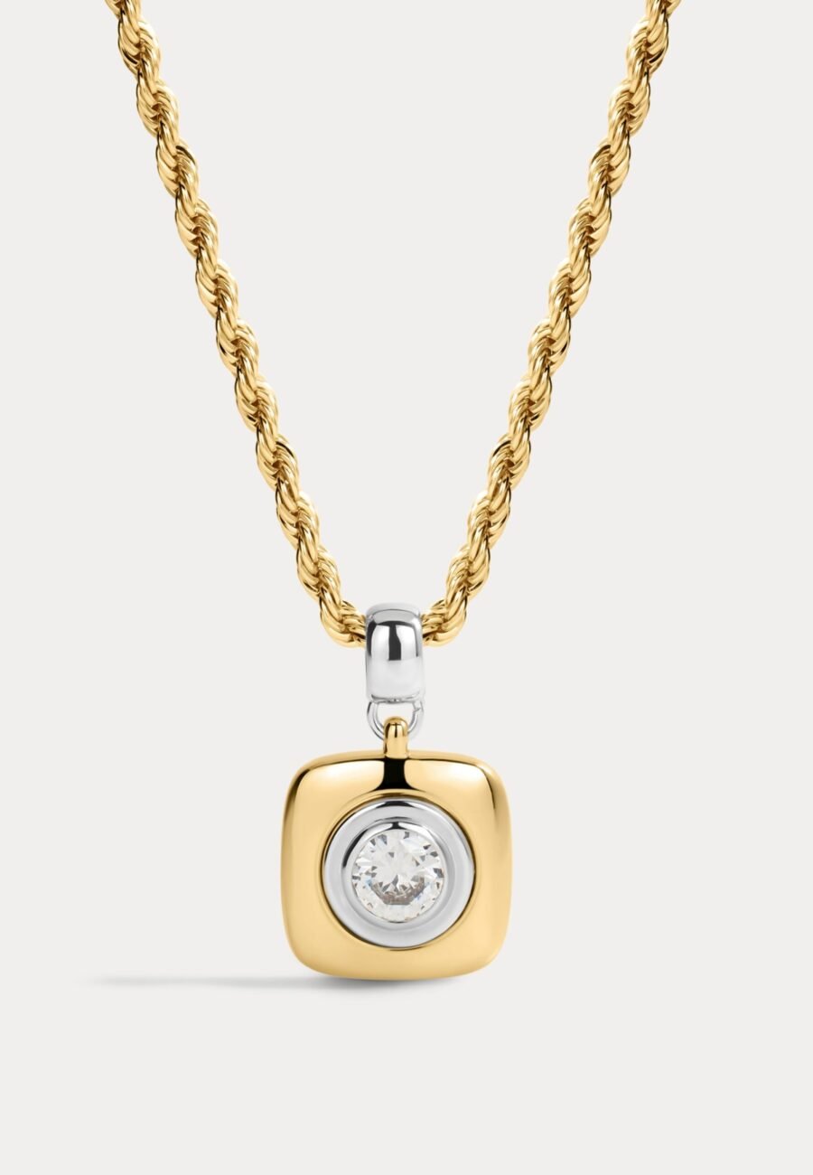 The Luna Bezel Pendant Necklace-Gold