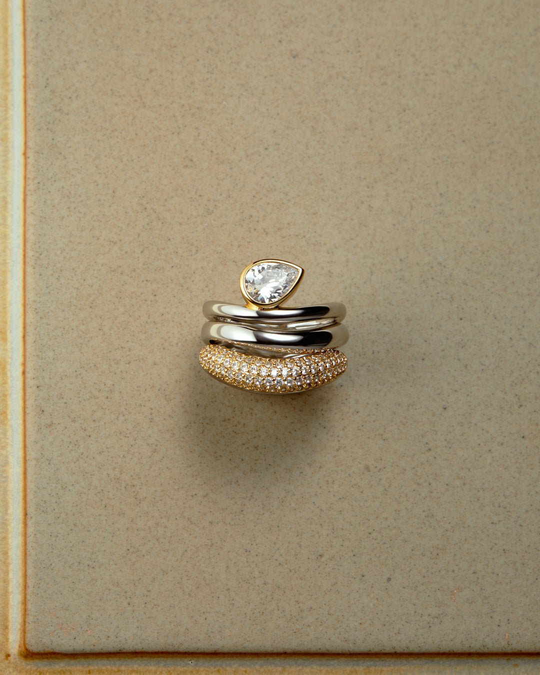 The Marais Wave Ring Set- Silver - Image 3