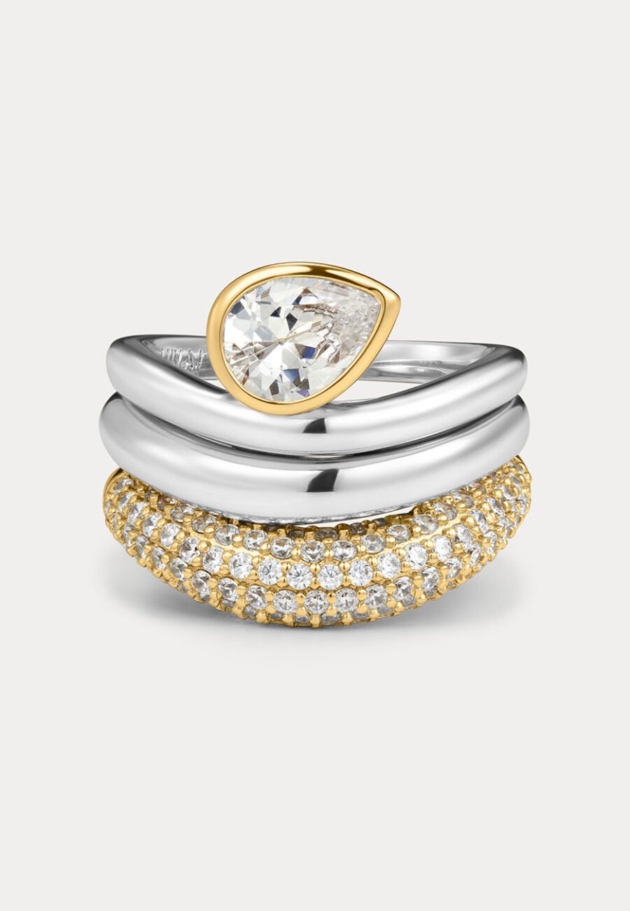The Marais Wave Ring Set- Silver