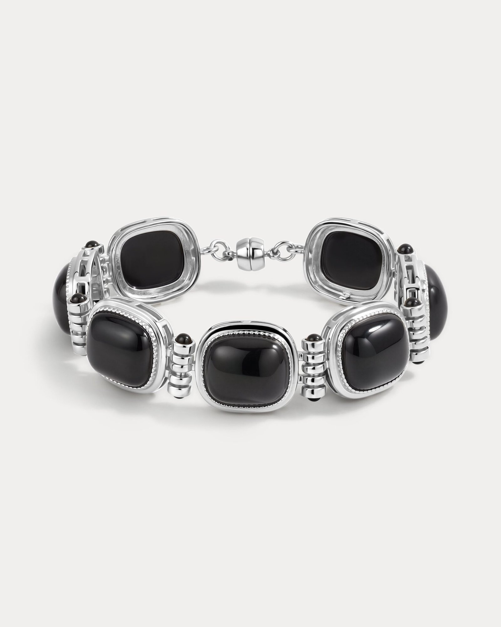 The Midnight Mesa Beaded Bracelet-Silver