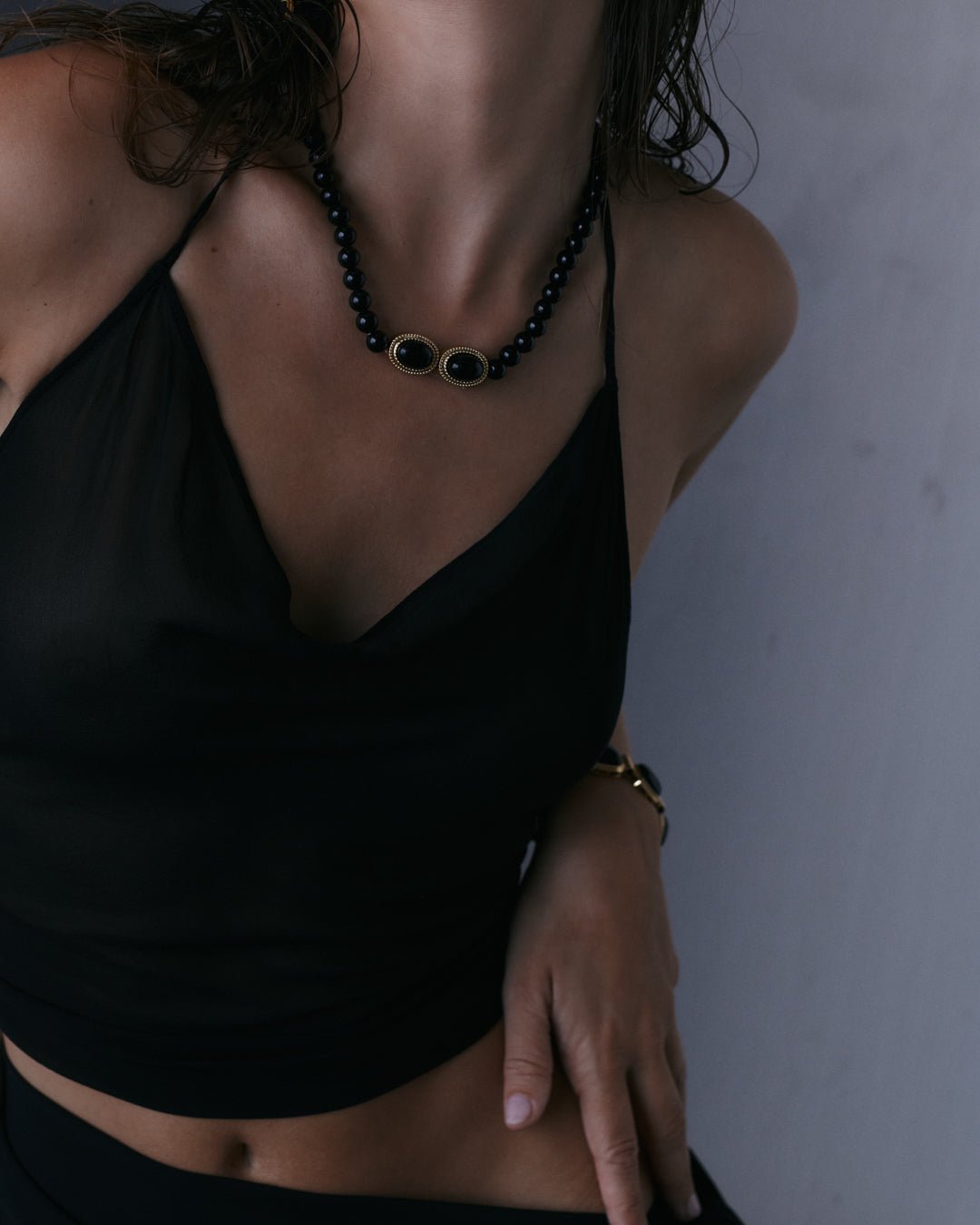 The Midnight Mesa Beaded Necklace-Gold - Image 2