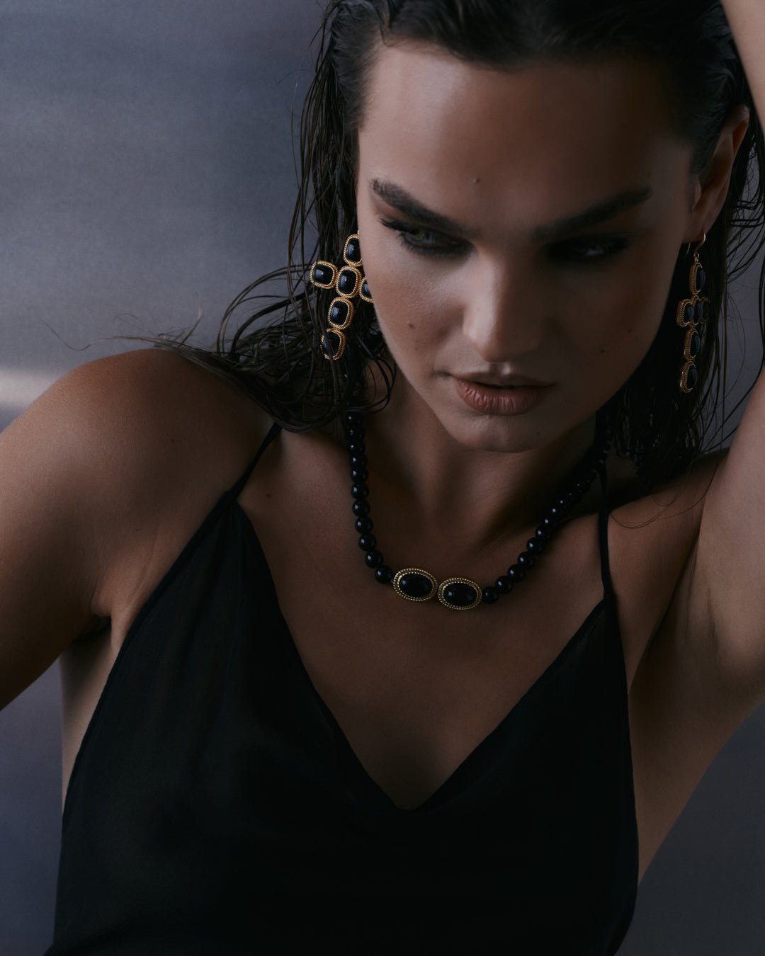 The Midnight Mesa Beaded Necklace-Gold - Image 3