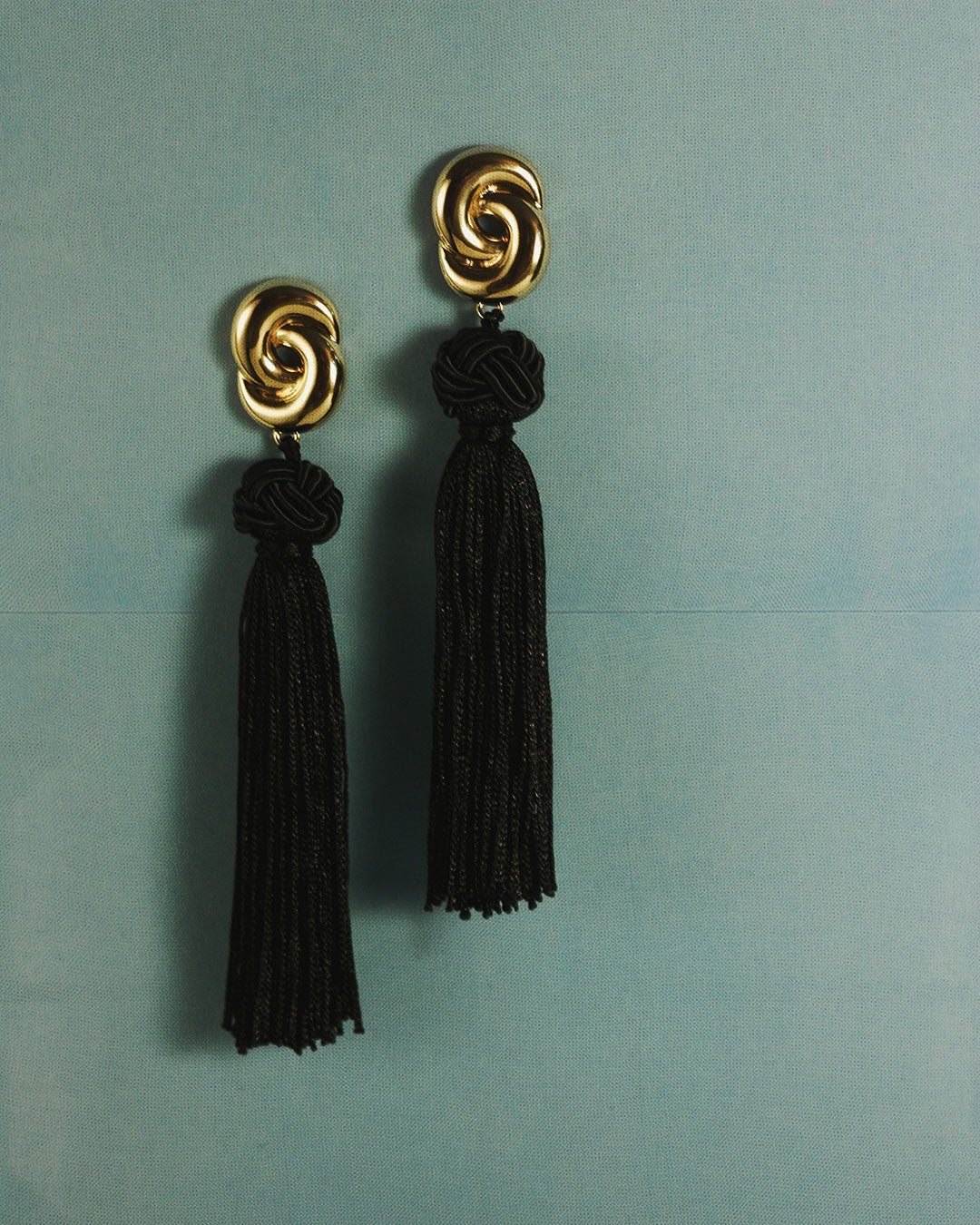 The Solstice Knot Tassel Earrings-Gold - Image 3