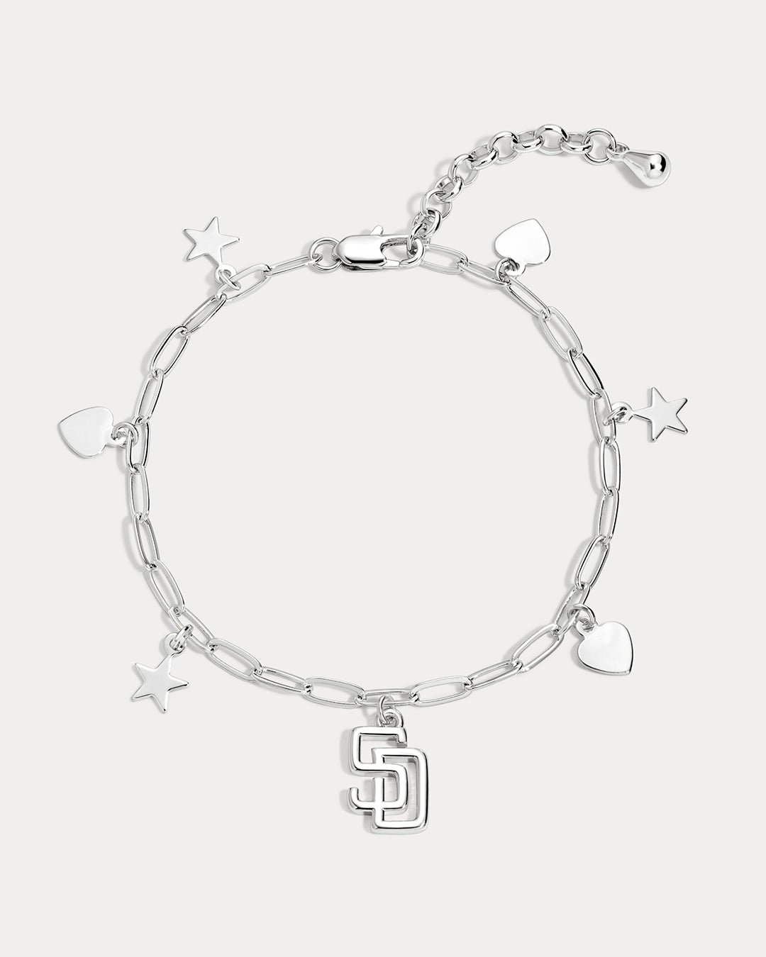 The MLB Star + Hearts Logo Charm Bracelet- Silver - Image 7