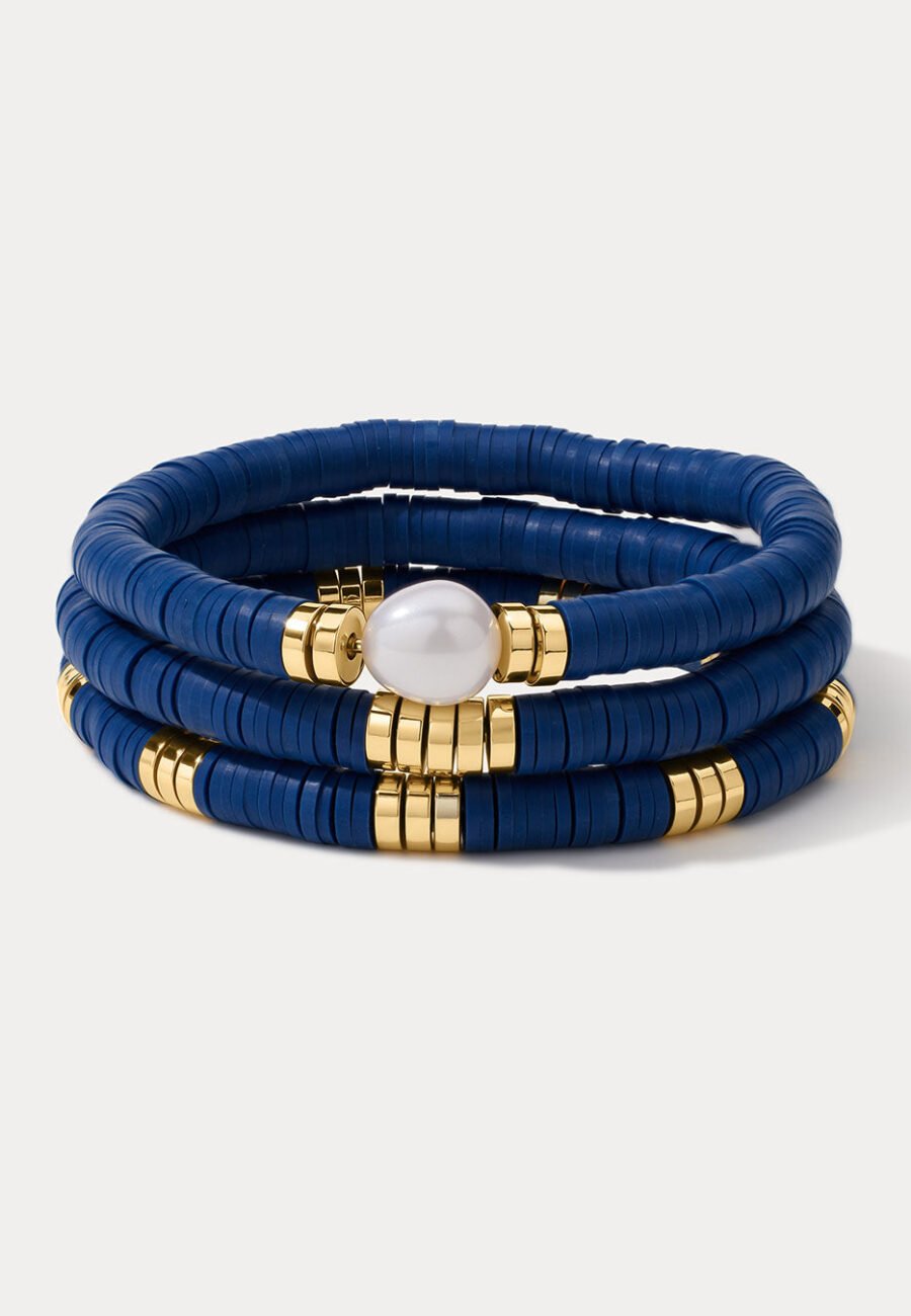 The Seville Pearl Bracelet Set- Navy