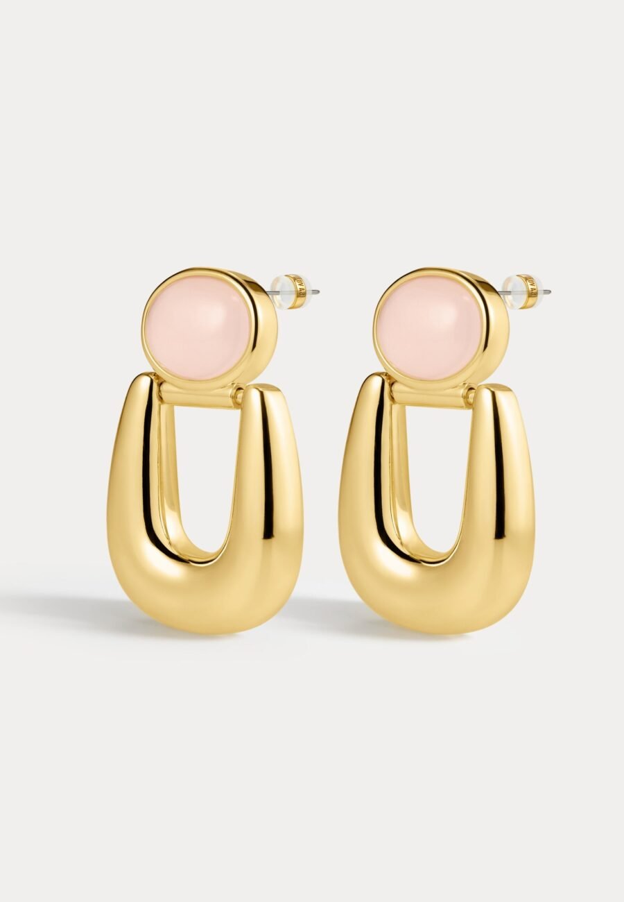 The Rose Quartz Rio Earrings- Gold